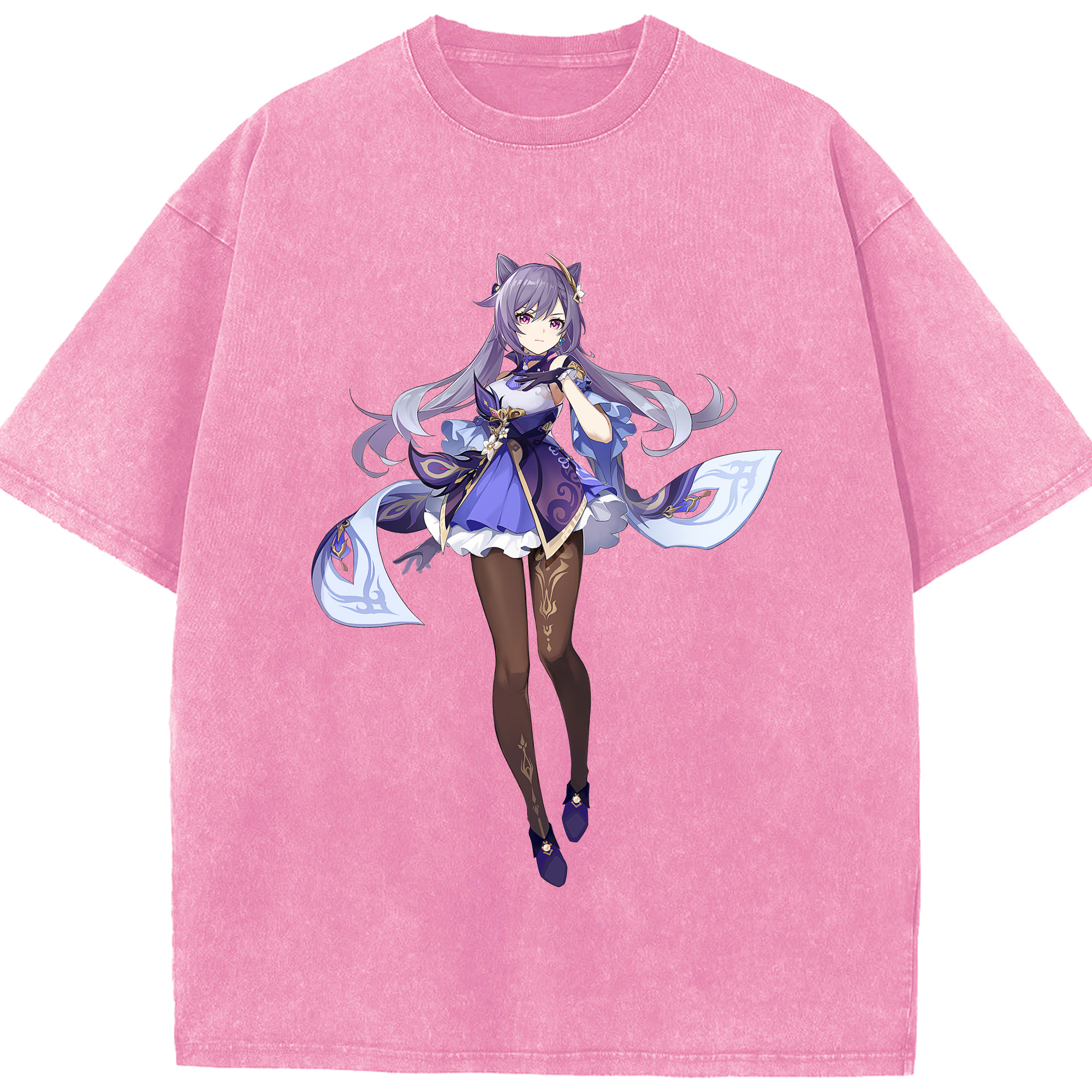 げんし神 刻晴 こくせい genshin Kokusei 綿100% ヴィンテージ風 半袖Tシャツ（フロントプリント）